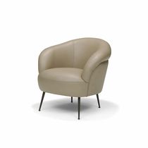 Contemporary armchair / fabric / leather...