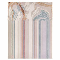 Contemporary rug / striped / wool / silk
