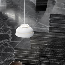Pendant lamp / steel / opal / blown glass