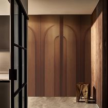 Contemporary wallpaper / plain / wood look