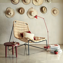 Contemporary armchair / rattan / lacquered...