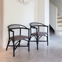 Contemporary dining chair / fabric / rattan...