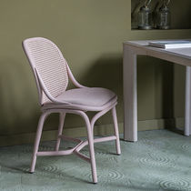 Contemporary dining chair / fabric / rattan...