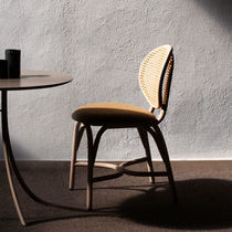 Contemporary dining chair / fabric / rattan...