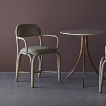Contemporary dining chair / leather / fabric...