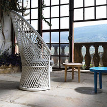 Contemporary armchair / rattan / black /...