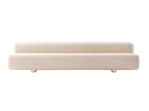 Contemporary sofa / beige / fabric / leather