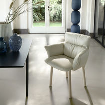 Contemporary chair / leather / fabric /...