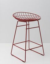 Contemporary bar stool / steel base / red
