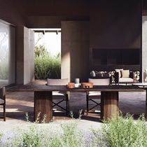 Contemporary dining table / ceramic / teak...