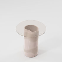 Contemporary side table / glass / porcelain...