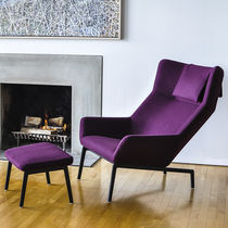 Contemporary armchair / fabric / with footrest...