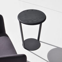 Contemporary side table / wooden / round