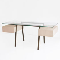 Wooden desk / glass / contemporary