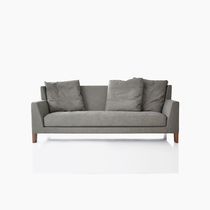 Contemporary sofa / gray / fabric / leather