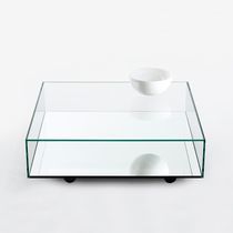 Contemporary coffee table / glass / square...