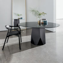 Contemporary table / wooden / glass / ceramic