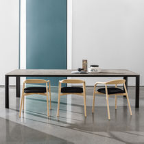 Contemporary dining table / lacquered glass...