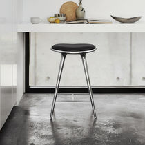 Contemporary bar stool / leather / aluminum...
