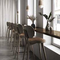 Contemporary bar chair / leather / wood...