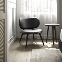 Contemporary fireside chair / leather /...