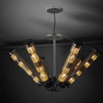Contemporary chandelier / stainless steel...