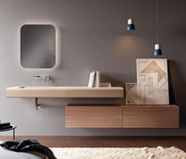 Wall-mounted washbasin / rectangular / composite...