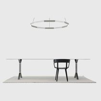 Contemporary dining table / brushed stainless...