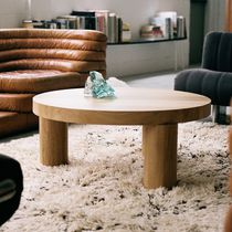 Contemporary coffee table / oak / round
