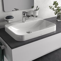 Countertop washbasin / rectangular / ceramic...