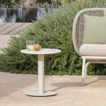 Contemporary side table / aluminum / ceramic...