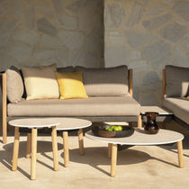 Contemporary coffee table / ceramic / teak...