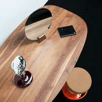 Table mirror / contemporary / round / walnut