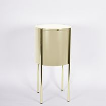 Contemporary side table / oak / metal base...