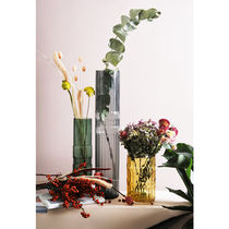 Contemporary vase / glass / green / gray