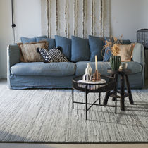 Contemporary rug / striped / polyester fiber...