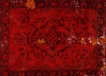 Vintage rug / floral pattern / wool / cotton