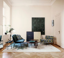 Contemporary rug / patterned / wool / bamboo...