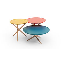 Contemporary coffee table / oak / round