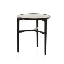 Contemporary side table / solid wood / stainless...