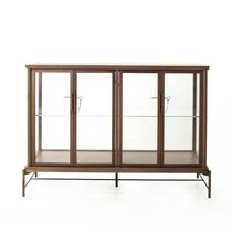 Contemporary display case / solid wood /...