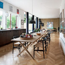 Contemporary table / solid wood / wooden...