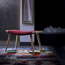 Contemporary footrest / wooden / leather...
