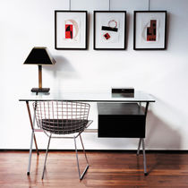 Oak desk / steel / glass / minimalist
