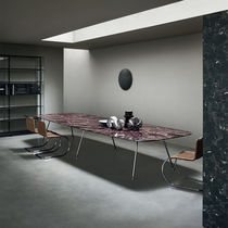 Contemporary dining table / wooden / glass...