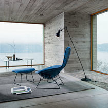 Contemporary armchair / fabric / chrome...