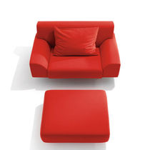 Contemporary armchair / fabric / leather...
