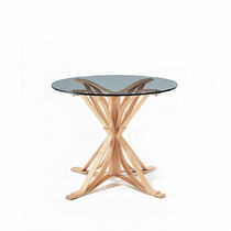 Contemporary dining table / tempered glass...