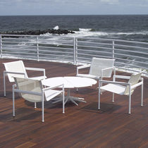 Contemporary armchair / mesh / stainless...