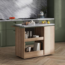Metal trolley / oak / marble / MDF